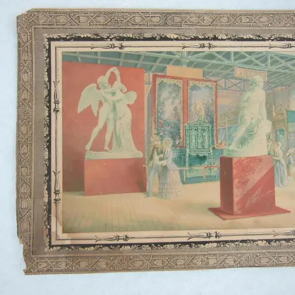 Antique George Baxter Print Great Exhibition 1851 Interior French Department